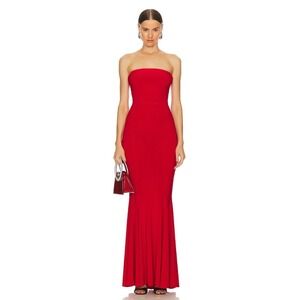 Norma Kamali Strapless Fishtail Gown Tiger Red Jersey Mermaid Dress Womens Sz L